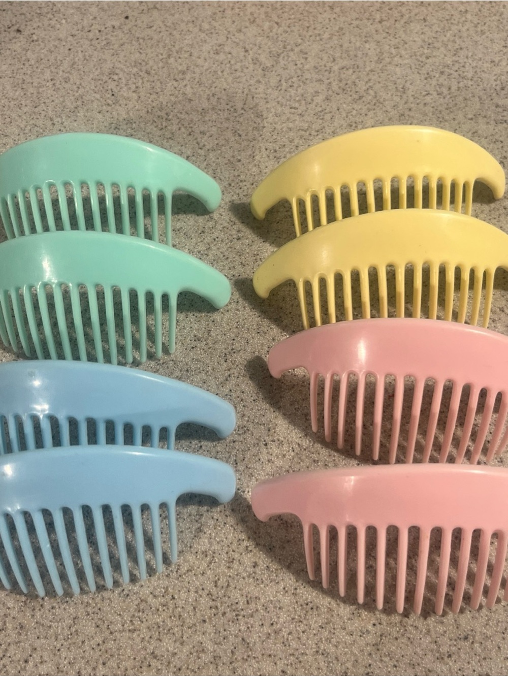 Hair Cincher Clip Banana Comb Ponytail Holders 1980s 4 Sets 4 Colors Unbranded